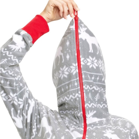 Tipsy Elves Men's Grey‎ Moose Fair Isle Christmas Onesie Jumpsuit Size XS - NWOT - Picture 5 of 11